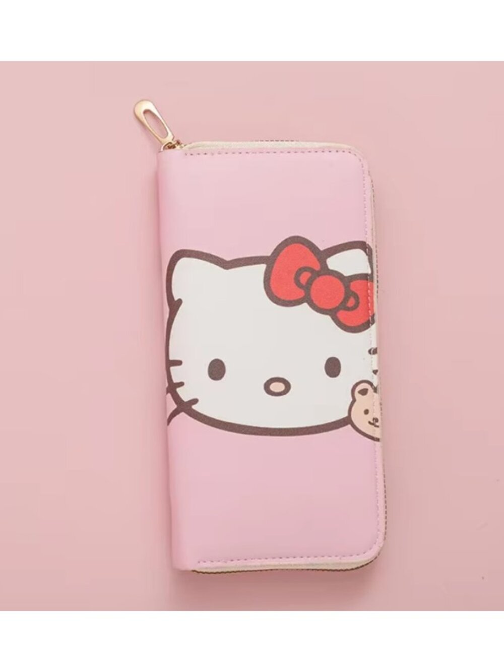 Hello Kitty Pink Zip Wallet Clutch Cute Kawaii Card Holder with Interior Zipper
